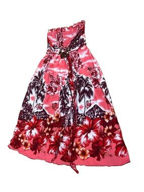 Vtg 90s Steven Wears Hawaii Smocked Mini Tropical Sun Dress One Size Made in USA